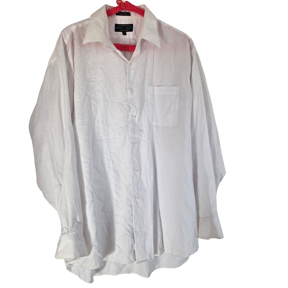 Alexander Julian Colours Mens XL Wh Sleeve Button Down Dress Shirt 17-17.5 34-35